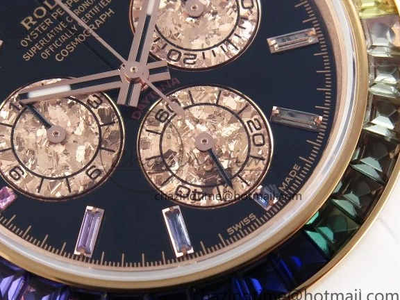 0102 SmartChoice Rolex Daytona Rainbow 40mm Cer Cer Black Dial NOOB SA4130 Super Clone 1732